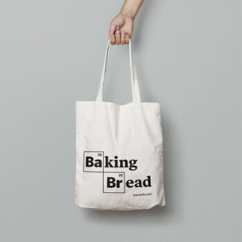 Hand trägt Baumwolltasche Motiv Baking Bread